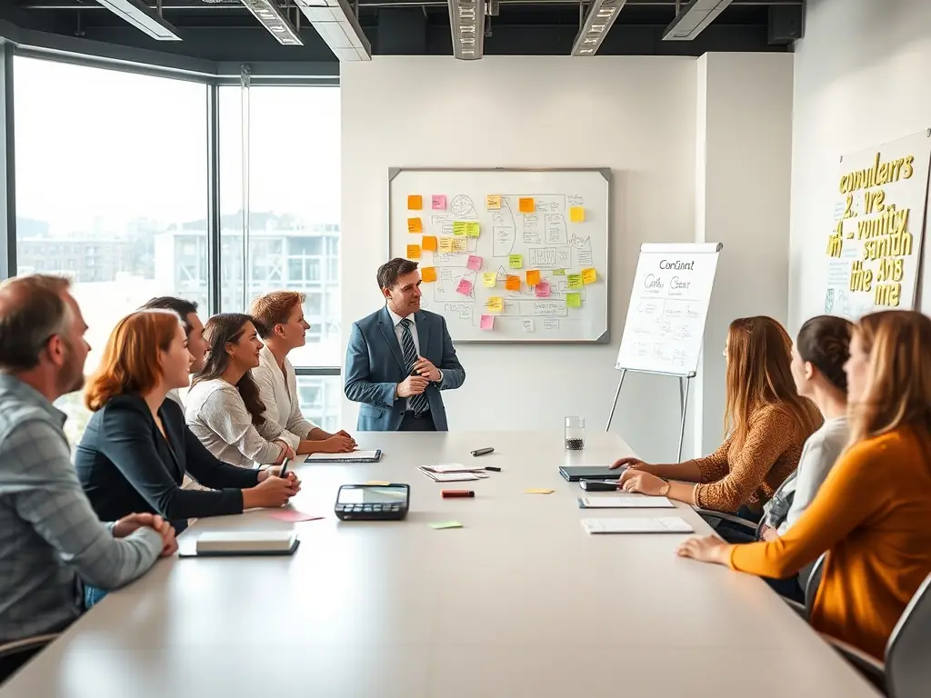 Consultants conducting a workshop with employees for change management.